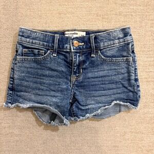 Abercrombie Kids Denim Midi Shortie Shorts Frayed Cut-Off Hem Blue Size 7/8